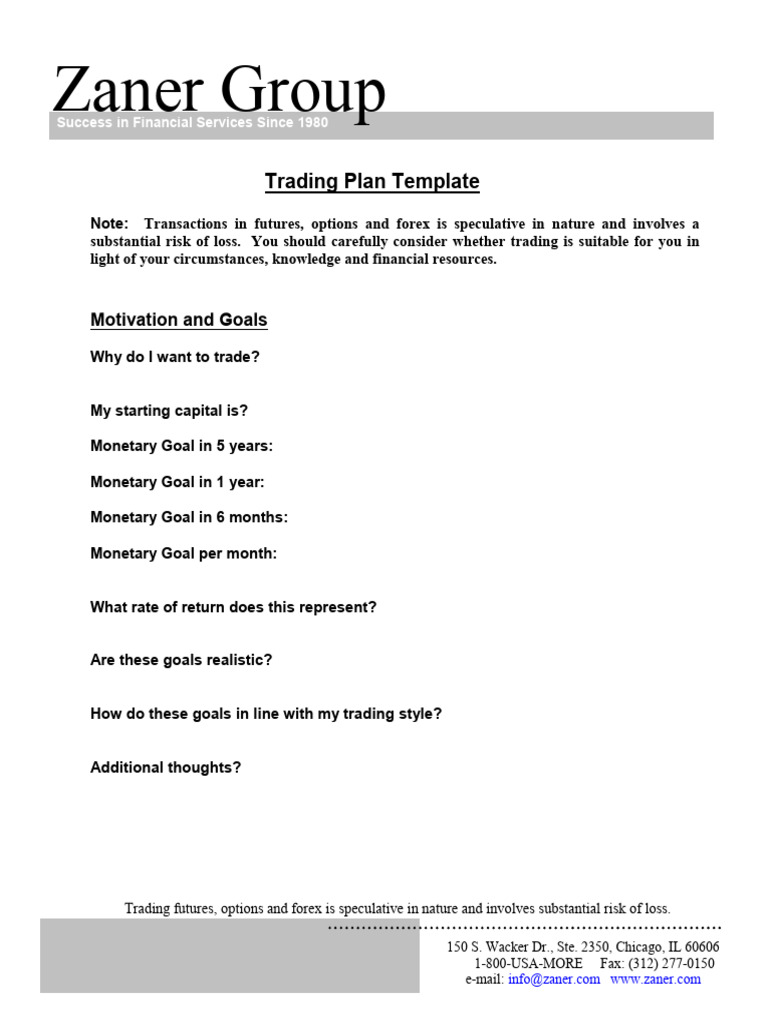 Trading Plan Template | PDF | Futures Contract | Foreign Exchange Market