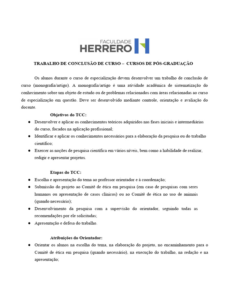 Guia Completo para TCC em Pós-Graduação | PDF | Pós-graduação