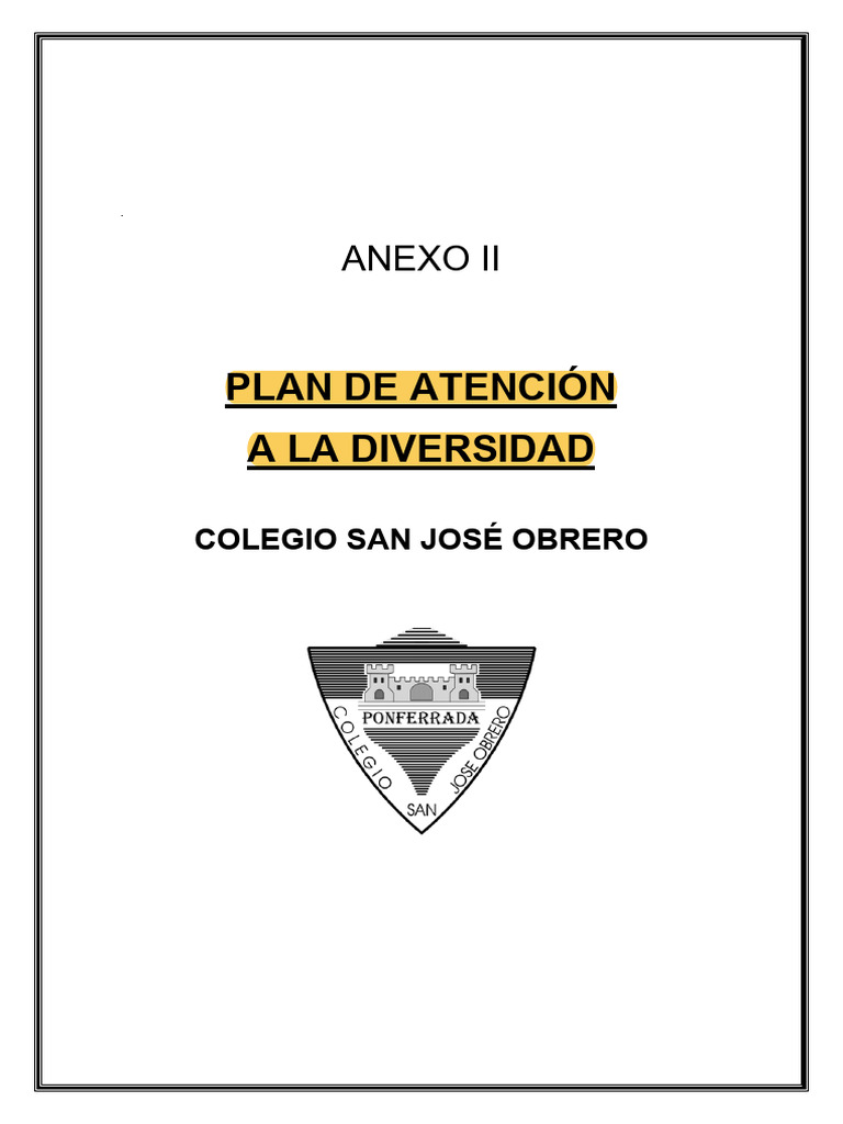 Anexo II PLAN DE ATENCION A LA DIVERSIDAD | PDF | Plan de estudios ...