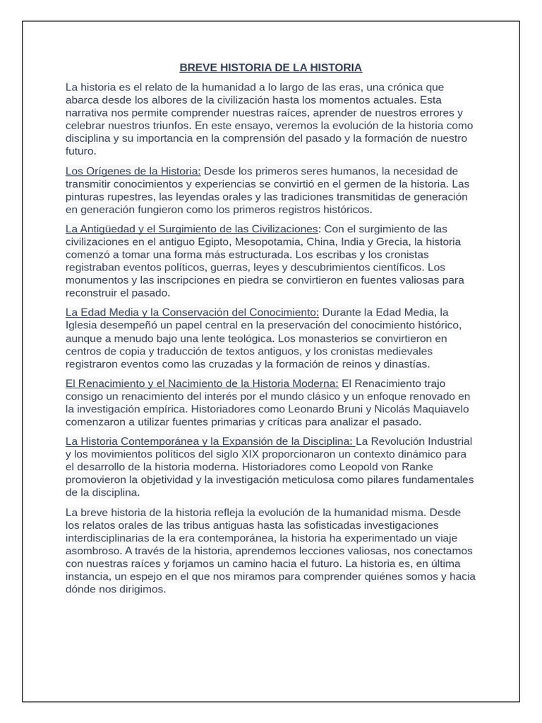 Breve Historia de La Historia | PDF | Historiador | Renacimiento