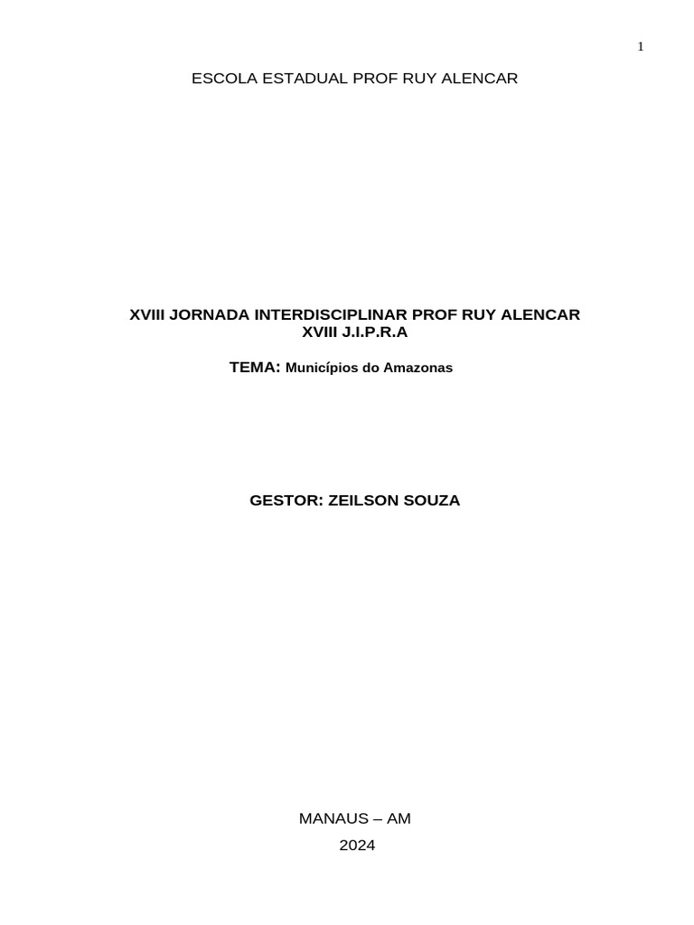 XVIII JIPRA: Integração e Esporte no Amazonas | PDF ...