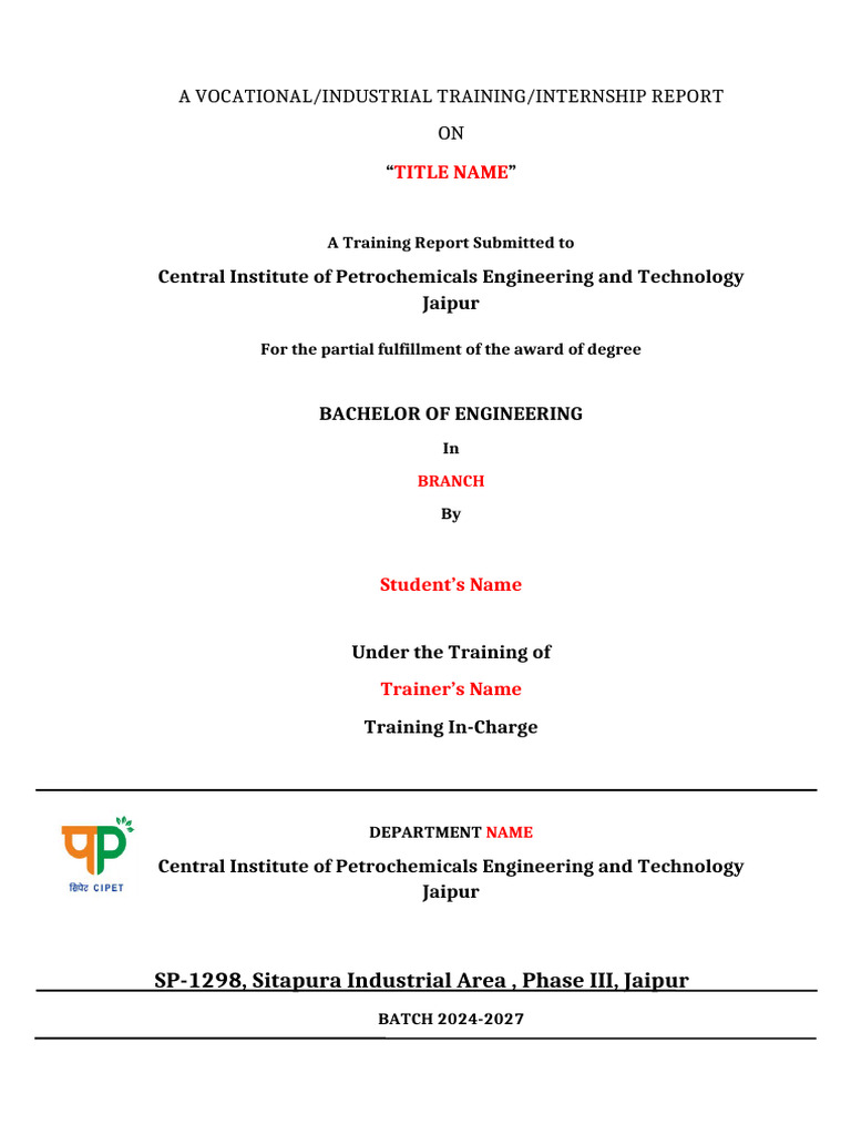 Vocational Training Report Guidelines | PDF | Publishing