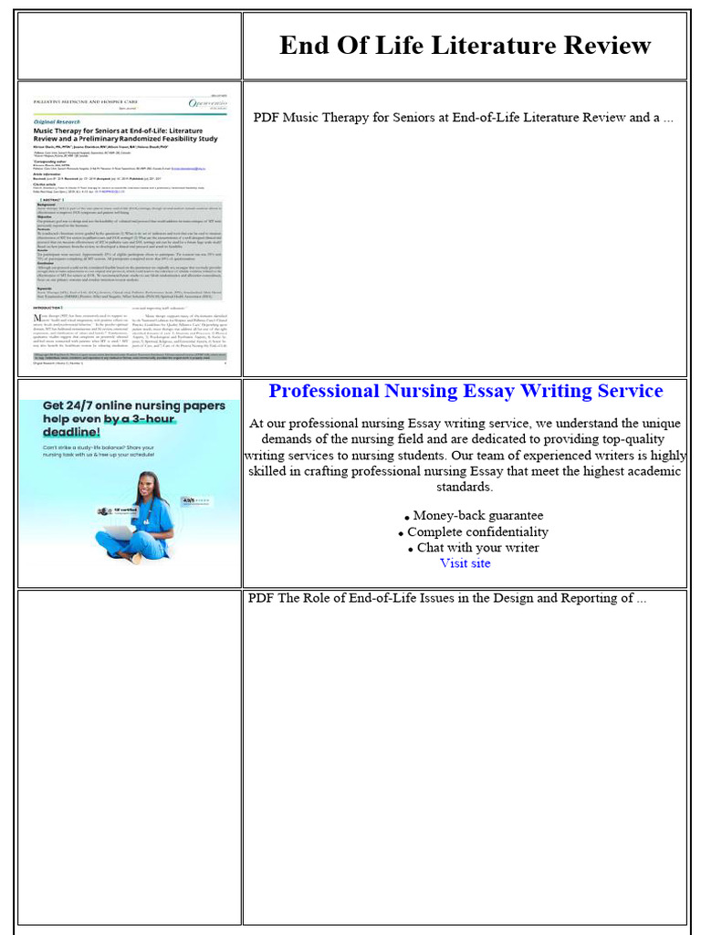 End of Life Literature Review | PDF | Violence
