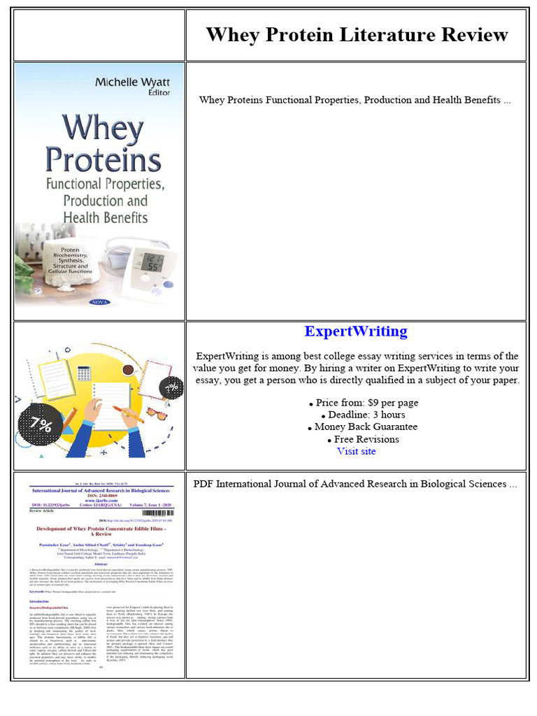 Whey Protein: Benefits and Properties | PDF | Essays | Thesis