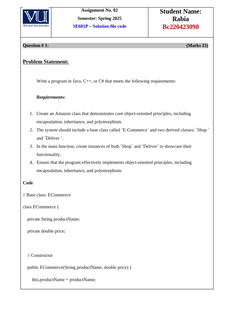 Java E-Commerce OOP Assignment Code | PDF | Inheritance (Object ...