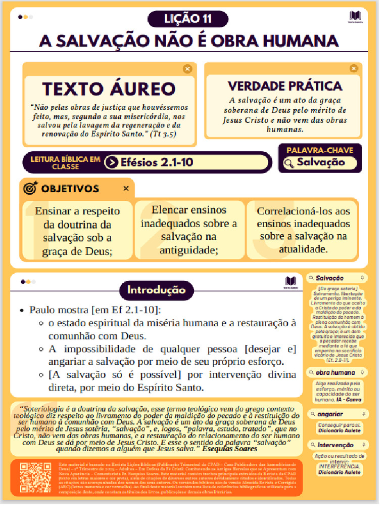 Subsídios - Lição 11 - A Salvação Não É Obra Humana - Ebd Adultos ...
