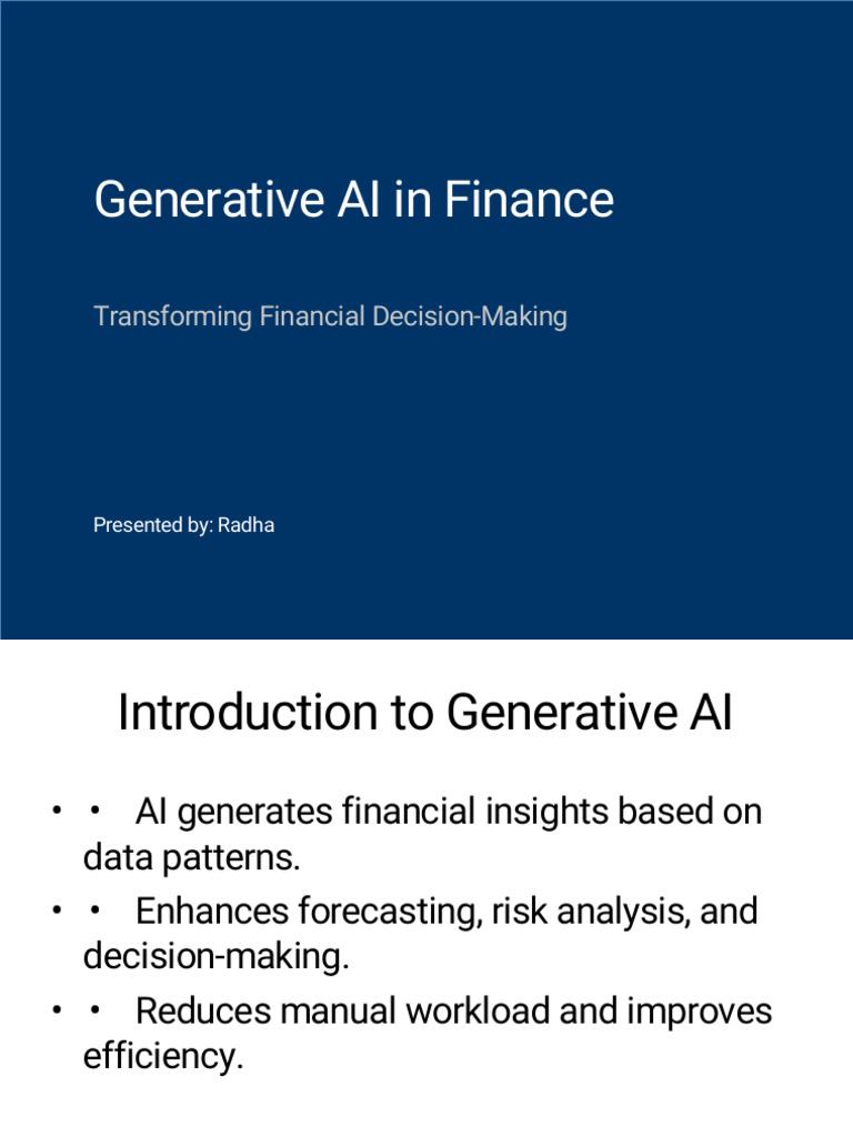 Generative AI Transforming Finance | PDF