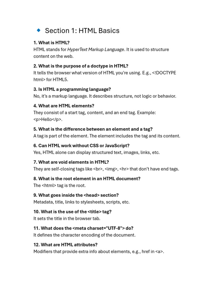 HTML Basics and Structure Explained | PDF | Html | Html Element