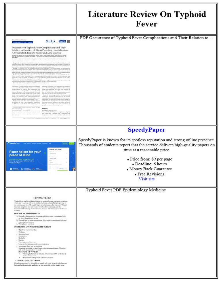 Typhoid Fever Literature Review Insights | PDF | Steel | Starbucks