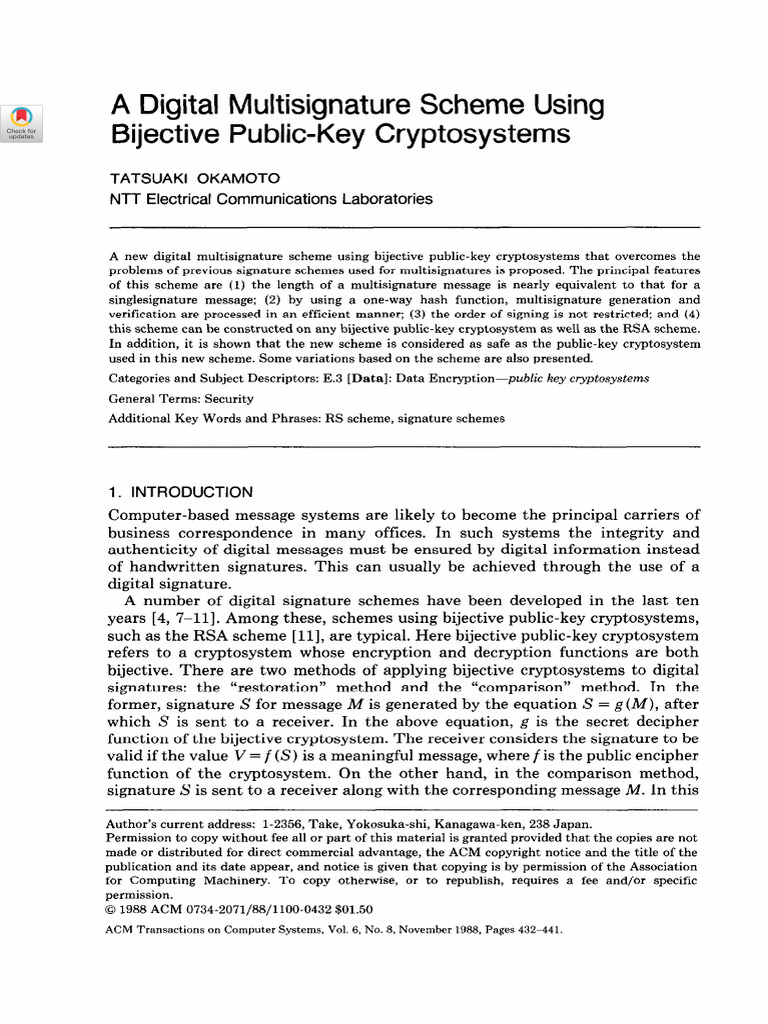 Digital Multisignature Scheme Overview | PDF | Public Key Cryptography ...