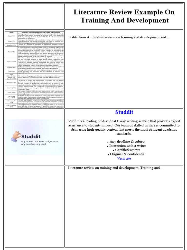 Literature Review Example On Training and Development | PDF ...
