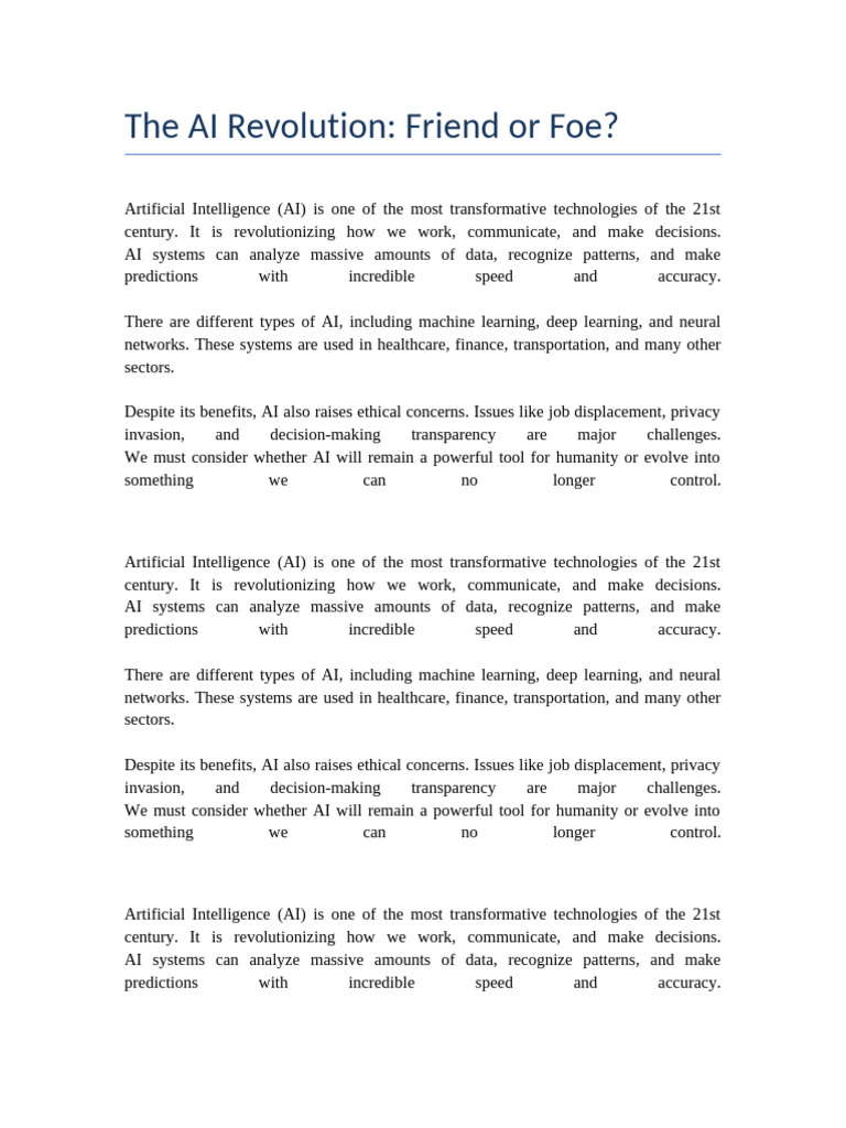 The Impact of AI: Benefits and Risks | PDF | Artificial Intelligence ...