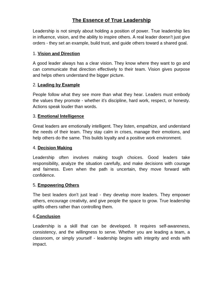 The Core Principles of True Leadership | PDF