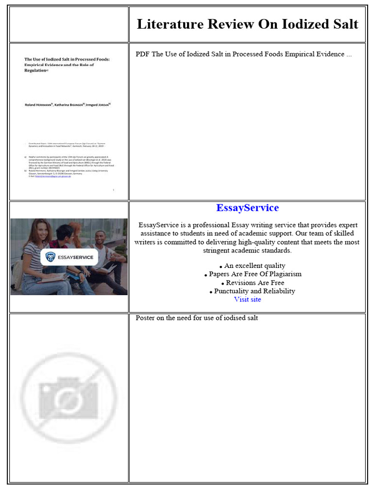 Iodized Salt Literature Review Insights | PDF | Sustainability