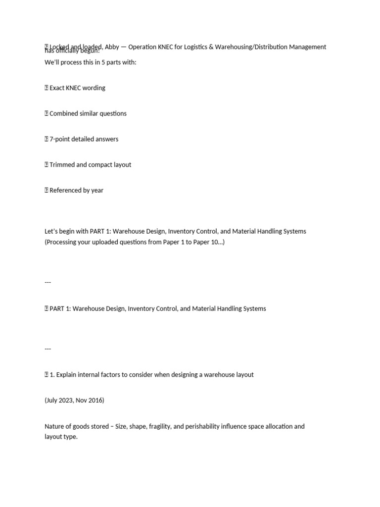 SM Revision | PDF | Warehouse | Logistics