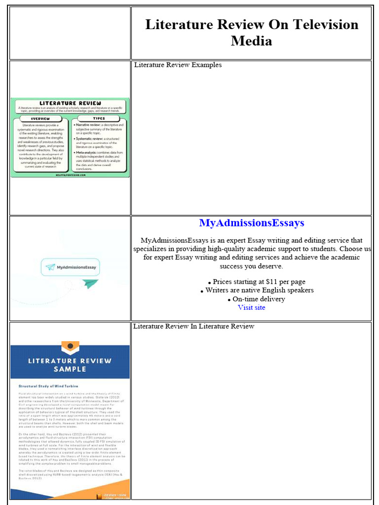 Literature Review On Television Media | PDF | Poultry | Essays