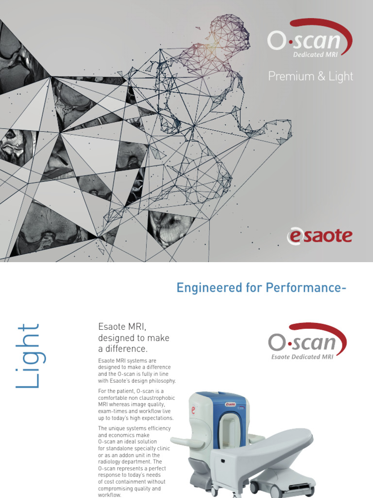 Esaote O-scan: Compact MRI Solution | PDF | Magnetic Resonance Imaging ...