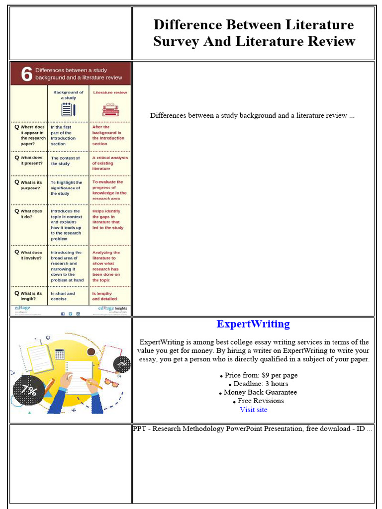 Literature Review vs. Survey Explained | PDF | Essays | Systematic Review