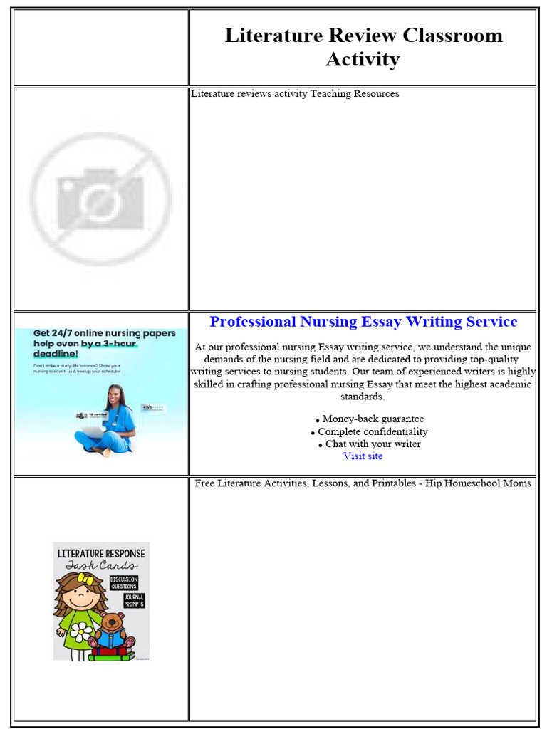 Literature Review Classroom Activities Guide | PDF | Systematic Review ...