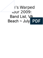 Van's Warped Tour 2009: Band List, VA Beach July 22