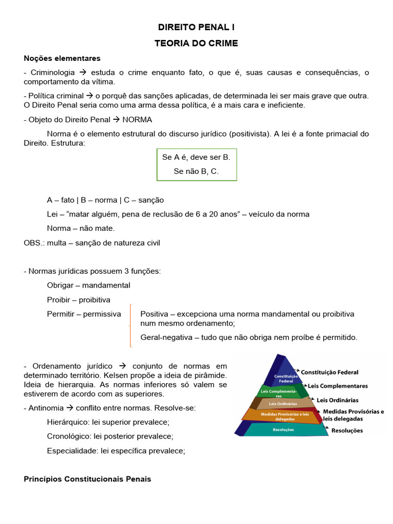 Teoria do Crime no Direito Penal I | PDF | Crimes | Crime e Violência