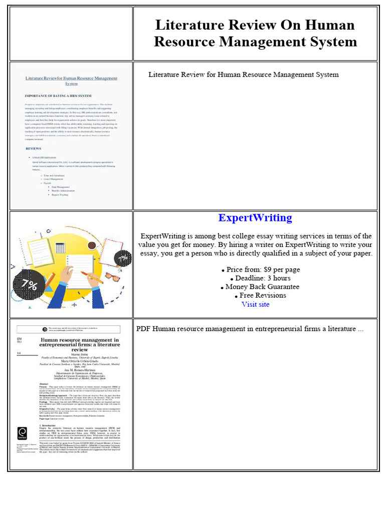 Literature Review On Human Resource Management System | PDF | Diabetes ...
