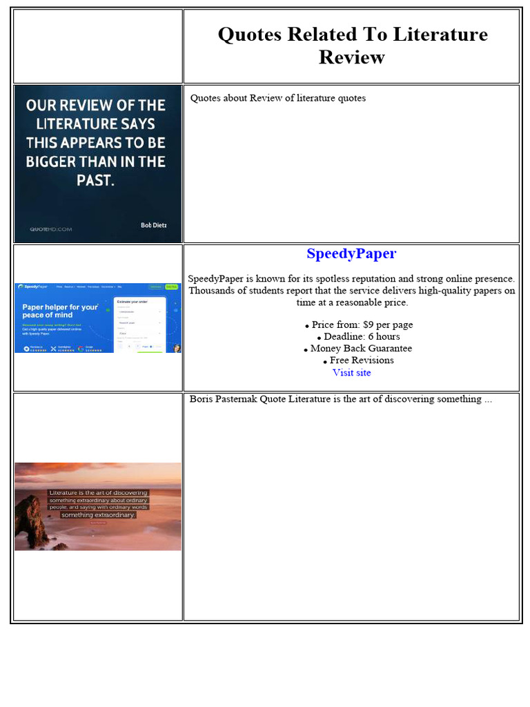 Essential Quotes on Literature Review | PDF | Social Stigma ...