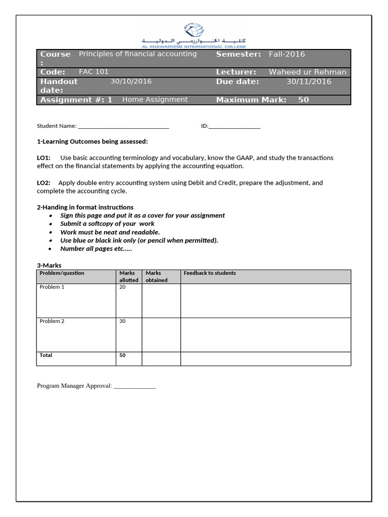 Financial Accounting Assignment FAC 101 | PDF | Cash | Accounting