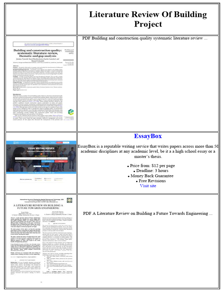 Literature Review of Building Project | PDF | Apa Style | Essays