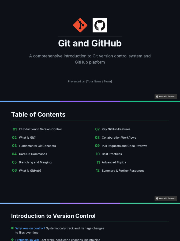 Git and GitHub Overview Presentation | PDF | Version Control | Software ...