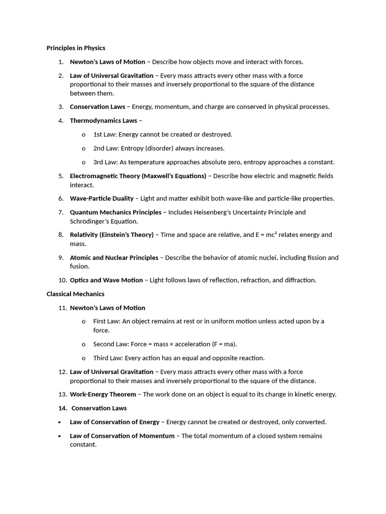 Key Principles of Physics Explained | PDF | Force | Quantum Mechanics