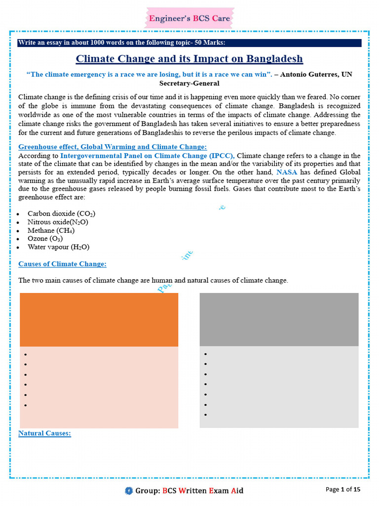 Climate Change Impact on Bangladesh | PDF | Climate Change | Greenhouse Gas