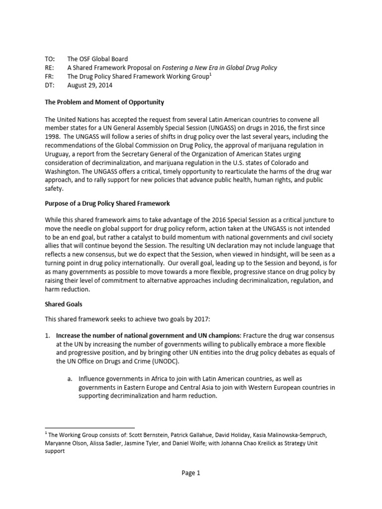 Global Drug Policy Reform Framework | PDF | Policy | United Nations ...