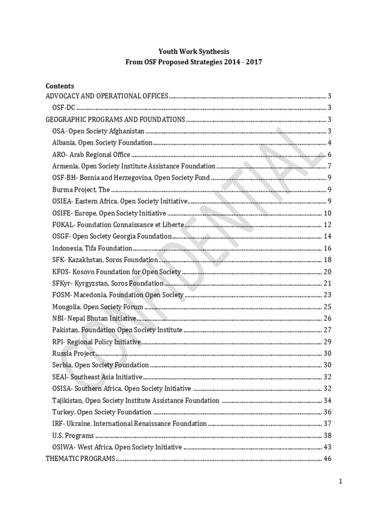 Youth Related Mentions in Osf Foundation Thematic Program Strategies ...