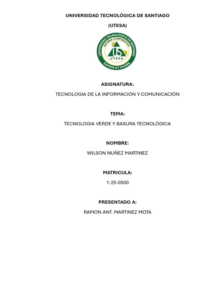 Tecnología Verde y Basura Electrónica | PDF | Reciclaje | Residuos