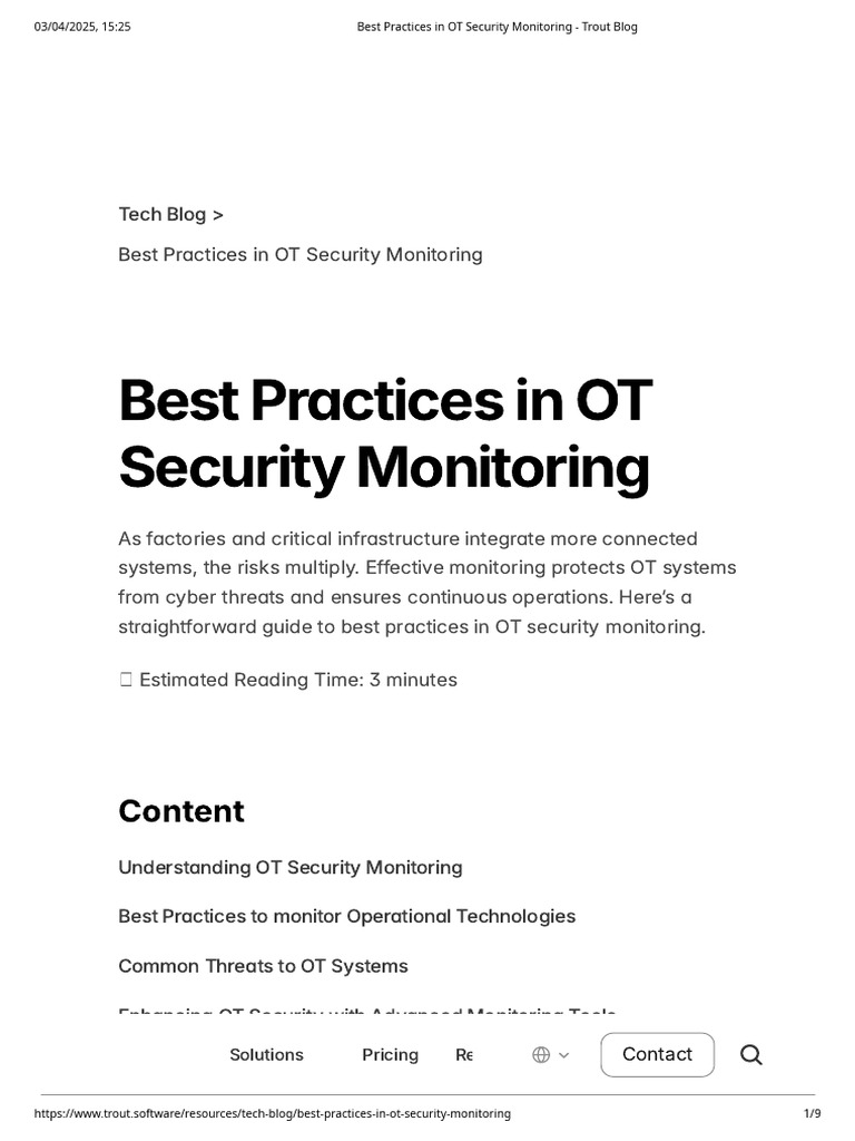 Best Practices in OT Security Monitoring - Trout Blog | PDF | Security ...