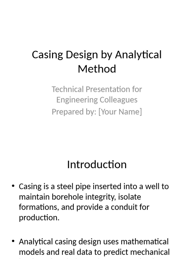 Analytical Casing Design Techniques | PDF | Casing (Borehole ...