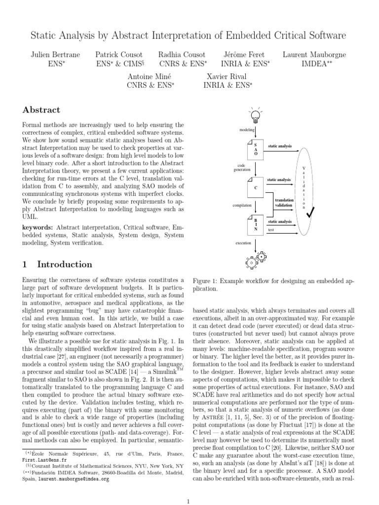 Static Analysis of Critical Embedded Software | PDF | Pointer (Computer ...