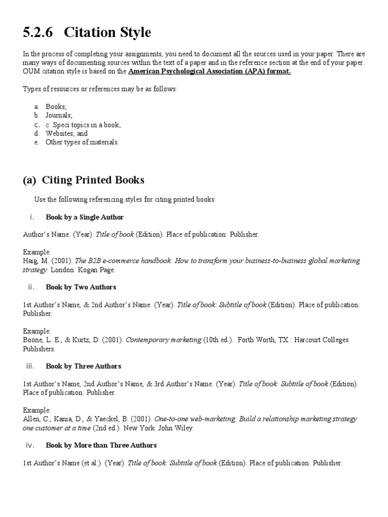 Apa Format Citation Books