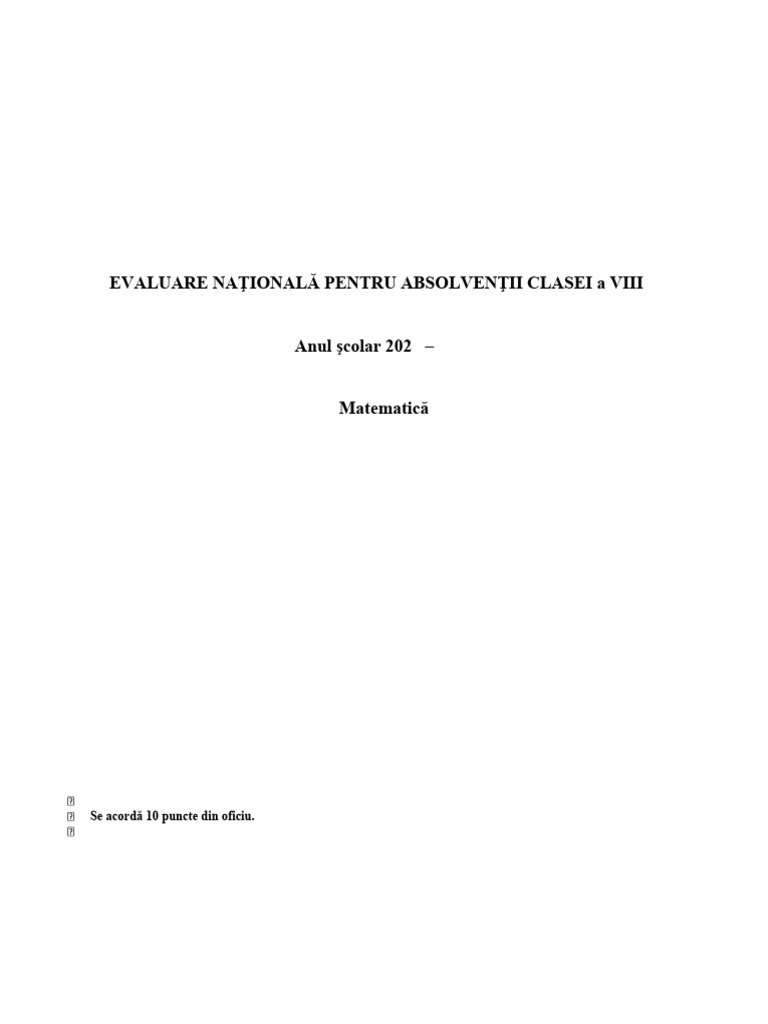 Test de Evaluare Nationala - Varianta 7 Pentru Luna Aprilie 2025 | PDF