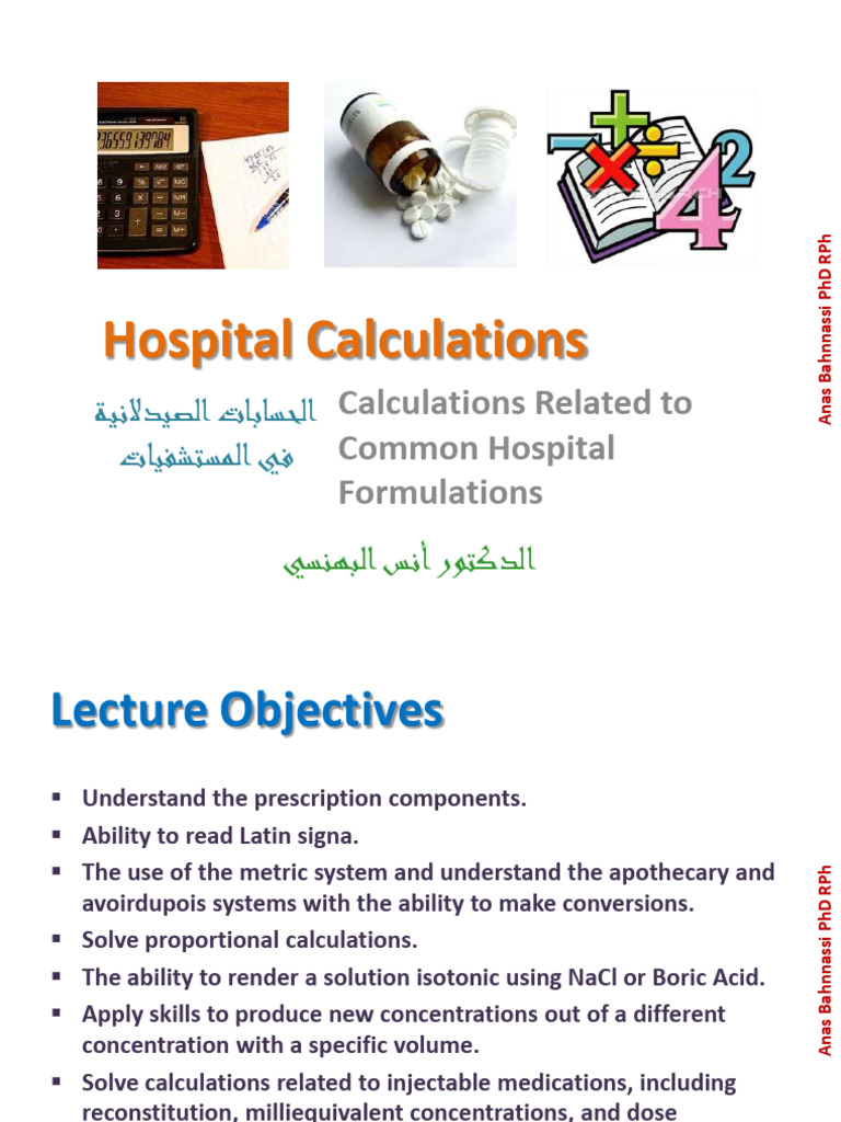 Hospital Pharmacy Calculations Guide | PDF