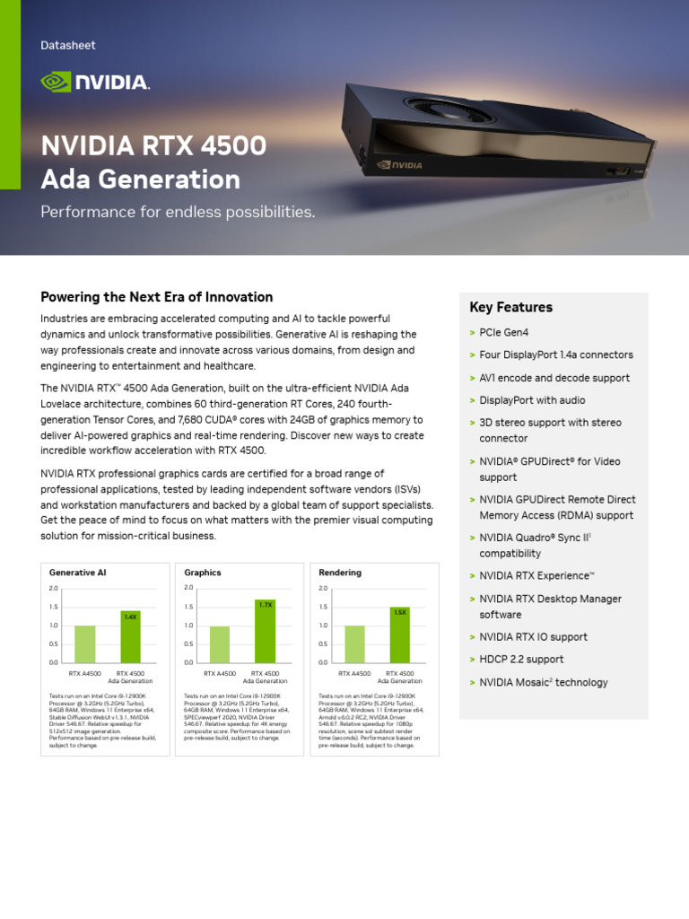 NVIDIA RTX 4500 Ada Datasheet | PDF | Graphics Processing Unit ...
