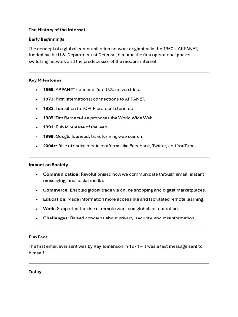 Evolution of the Internet History | PDF