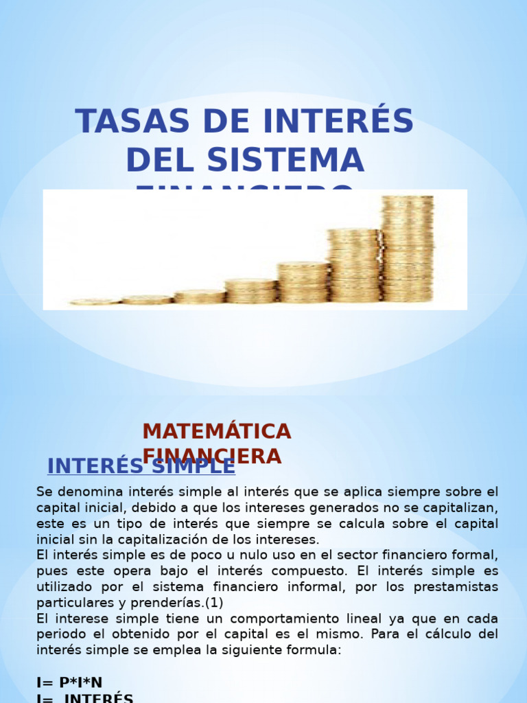 Tasa de Interés en Matemática Financiera | PDF | Interés | Interés ...