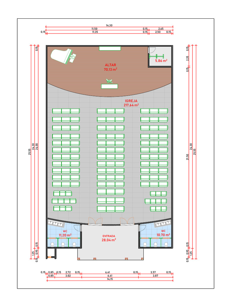 Church Floor Plan Dimensions and Areas | PDF
