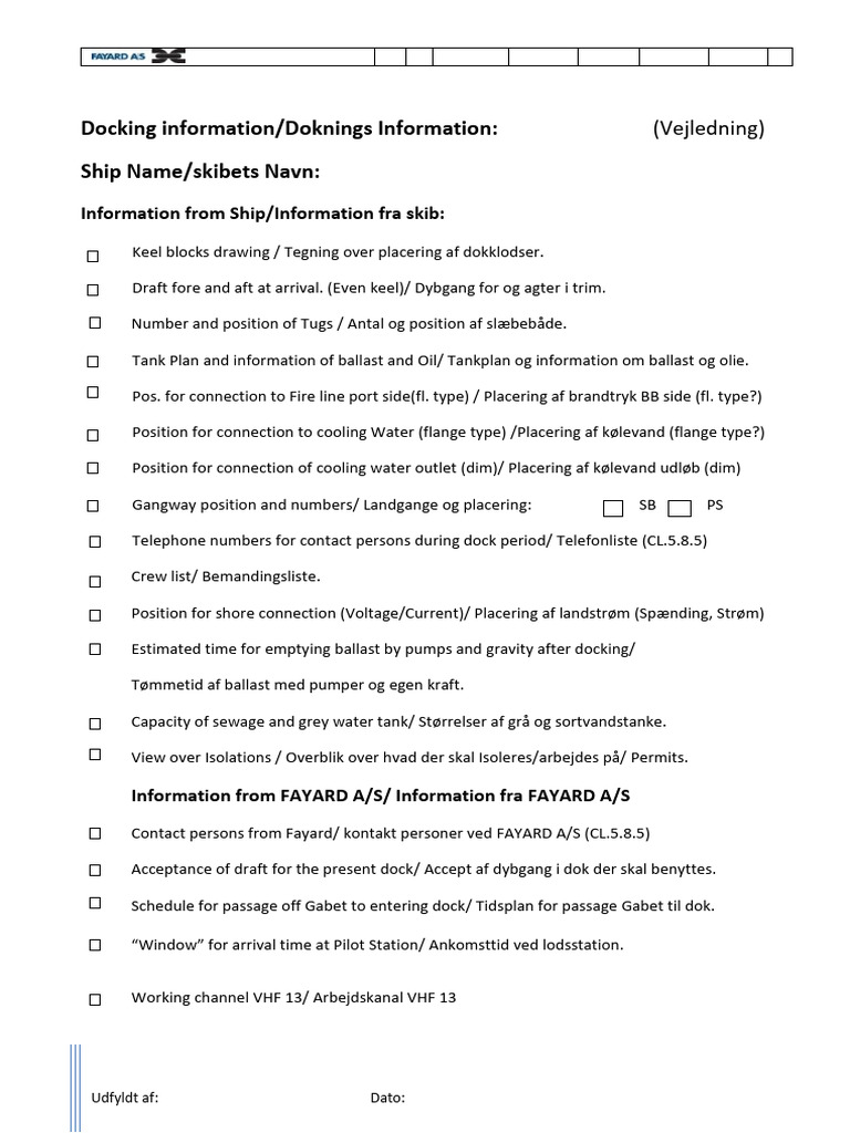 Docking Information | PDF
