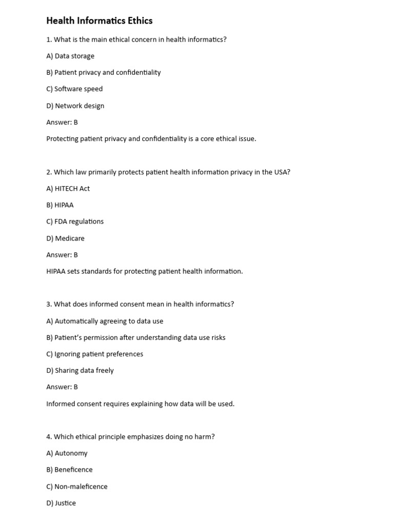 Health Informatics Ethics Overview | PDF | Privacy | Health Informatics