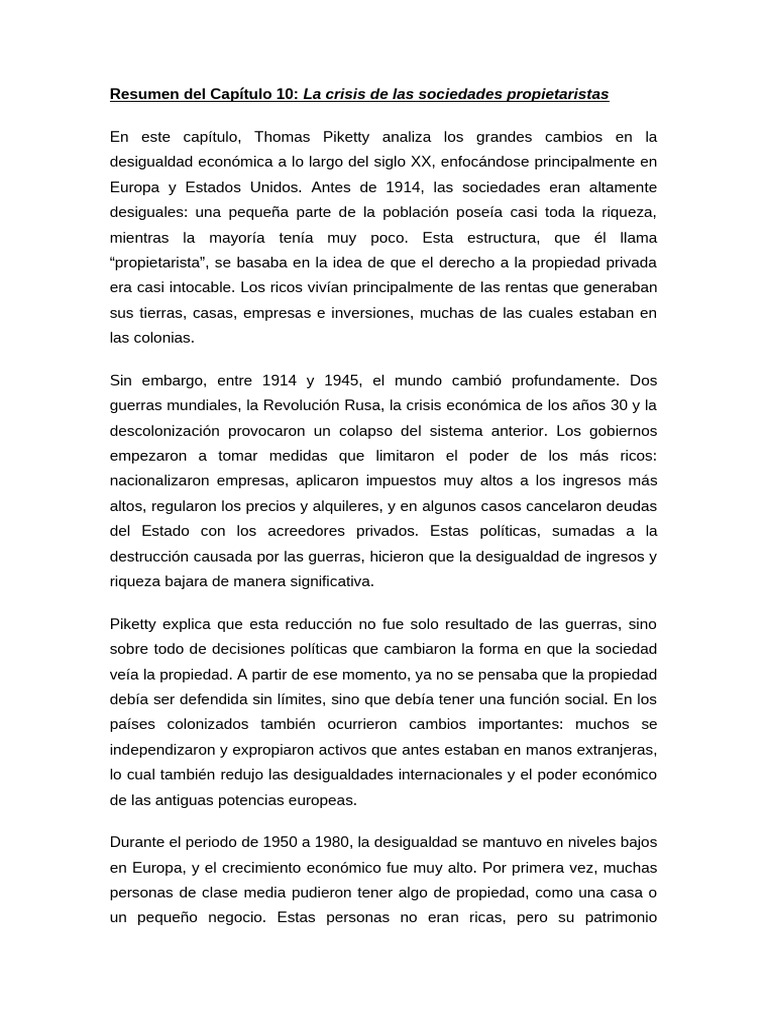 Resumen Del Capítulo 10 | PDF | Desigualdad económica | Discriminación ...