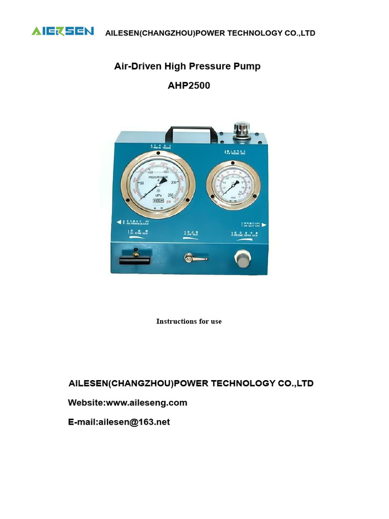 AHP-2500 High Pressure Pump Manual | PDF | Valve | Pump
