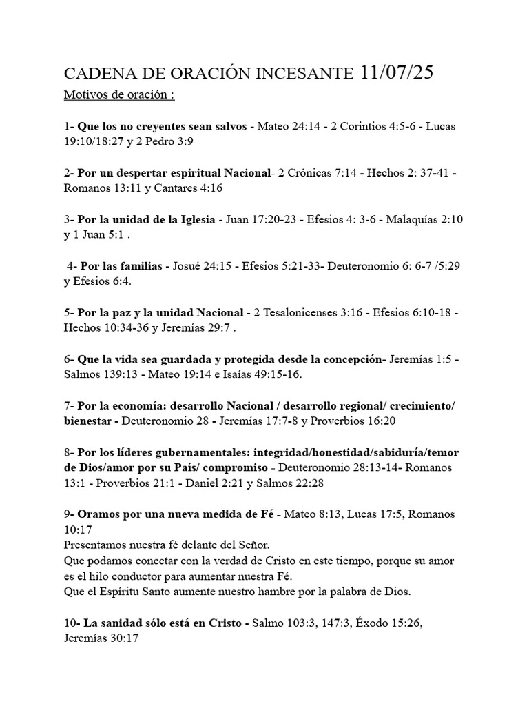 Cadena de Oración Incesante 11-06-25 | PDF | Cristo (título ...